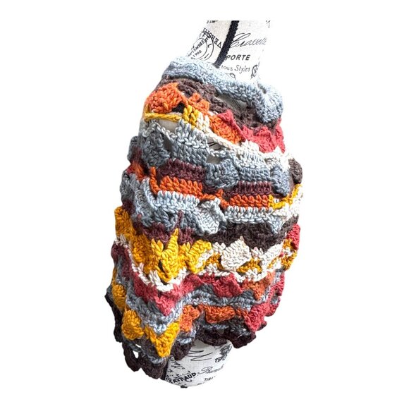 Handmade Crochet Poncho Shawl Shoulder Wrap Scalloped Edge Women One Size Boho - Picture 9 of 9